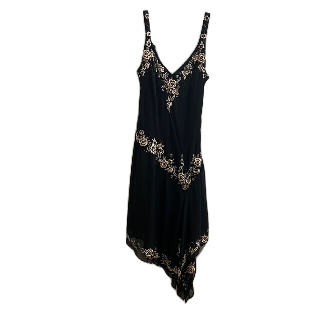 Elegant Black and Gold Embroidered Dress